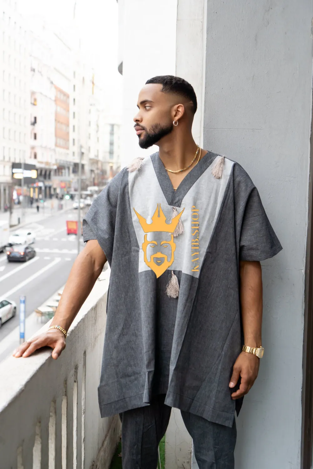 Luxury Elysian Linen: Handcrafted Kimono-Inspired Men's Top