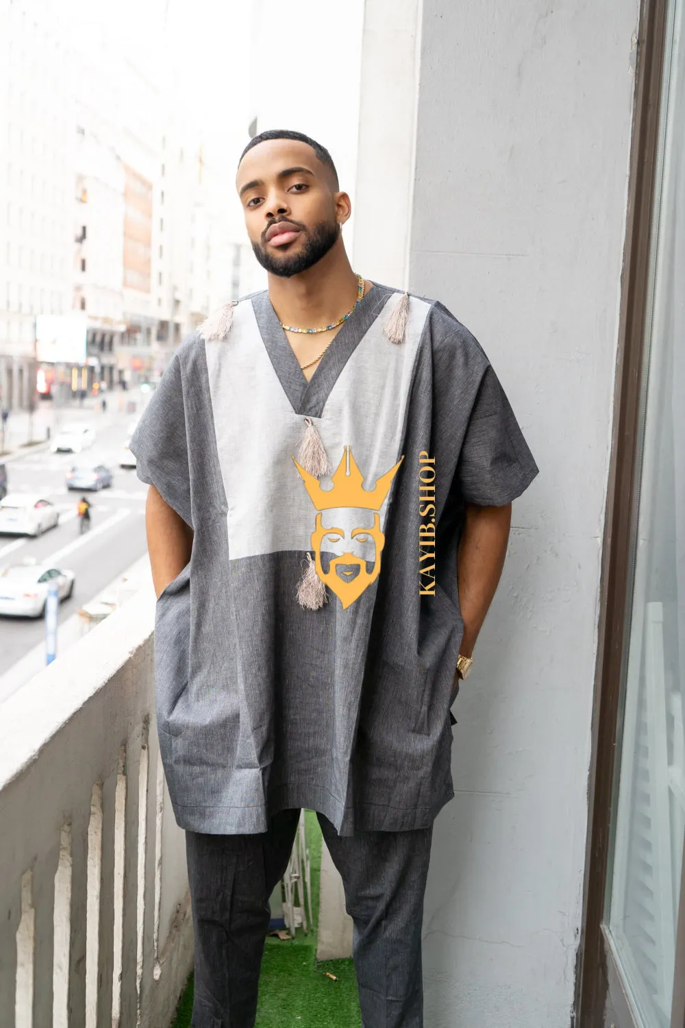 Luxury Elysian Linen: Handcrafted Kimono-Inspired Men's Top