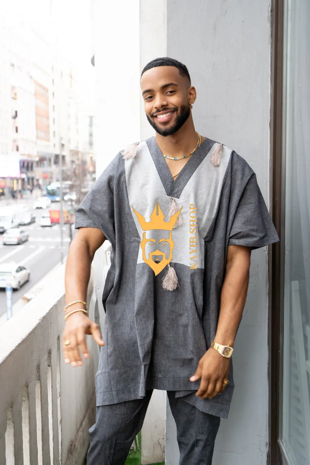 Luxury Elysian Linen: Handcrafted Kimono-Inspired Men's Top