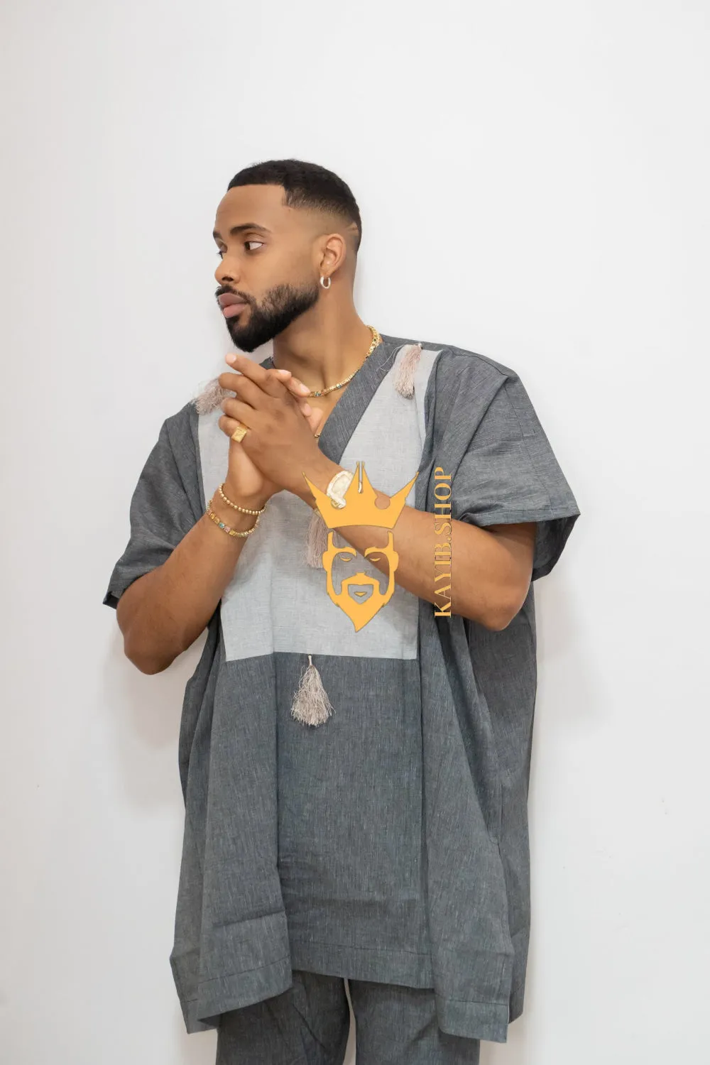 Luxury Elysian Linen: Handcrafted Kimono-Inspired Men's Top