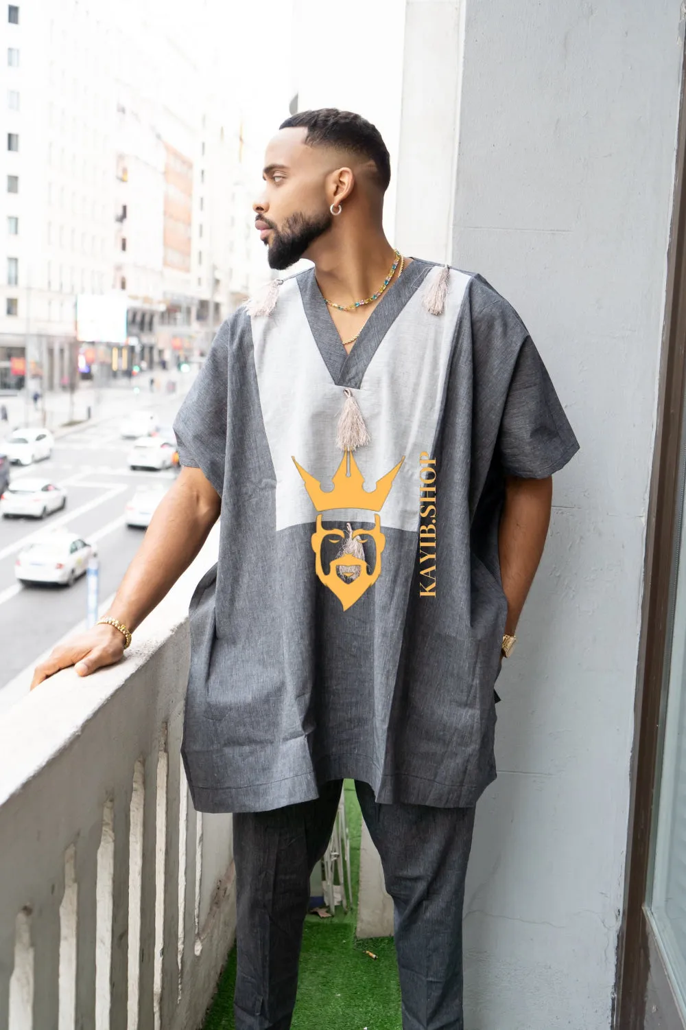 Luxury Elysian Linen: Handcrafted Kimono-Inspired Men's Top