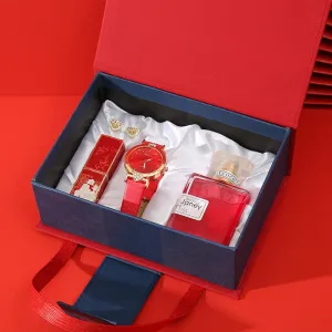 Luxury Hand Gift Set with Watch, Lipstick, and Perfume in a Stylish Gift Box