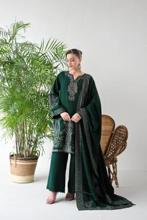 Luxury Karandi Vol II - DEEP EMERALD LUXURY EMBROIDERED KARANDI SET (NEL-24637)