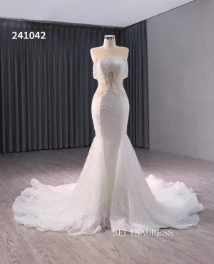 Luxury Mermaid Beaded Wedding Dress Sleeveless Bridal Gowns 241042