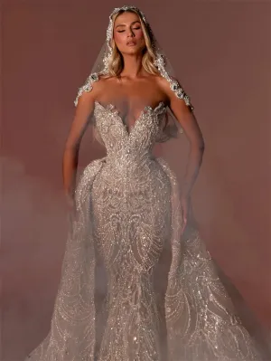 Luxury Mermaid Bridal Dress with Detachable Train & Beading - Tailor-Made