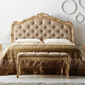 Luxury Modern Design Solid Teak Wood Upholstery Carving Bed