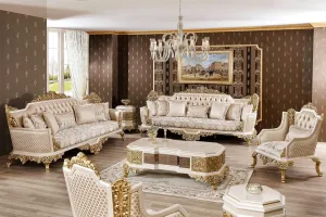 Luxury Modern European Style Hand Carving Sofa Set