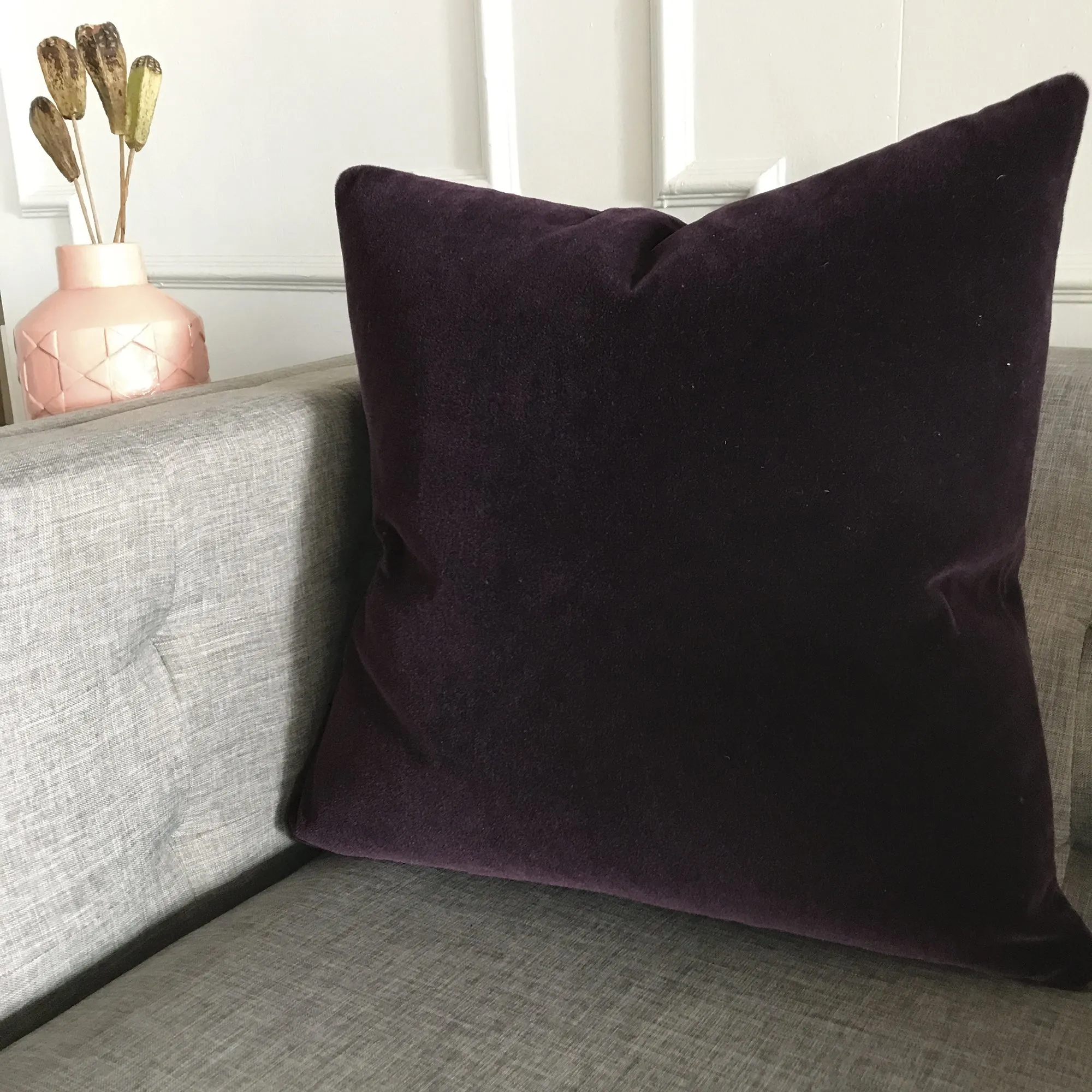 Luxury Mohair Decorative Pillow Cover in Plumerian