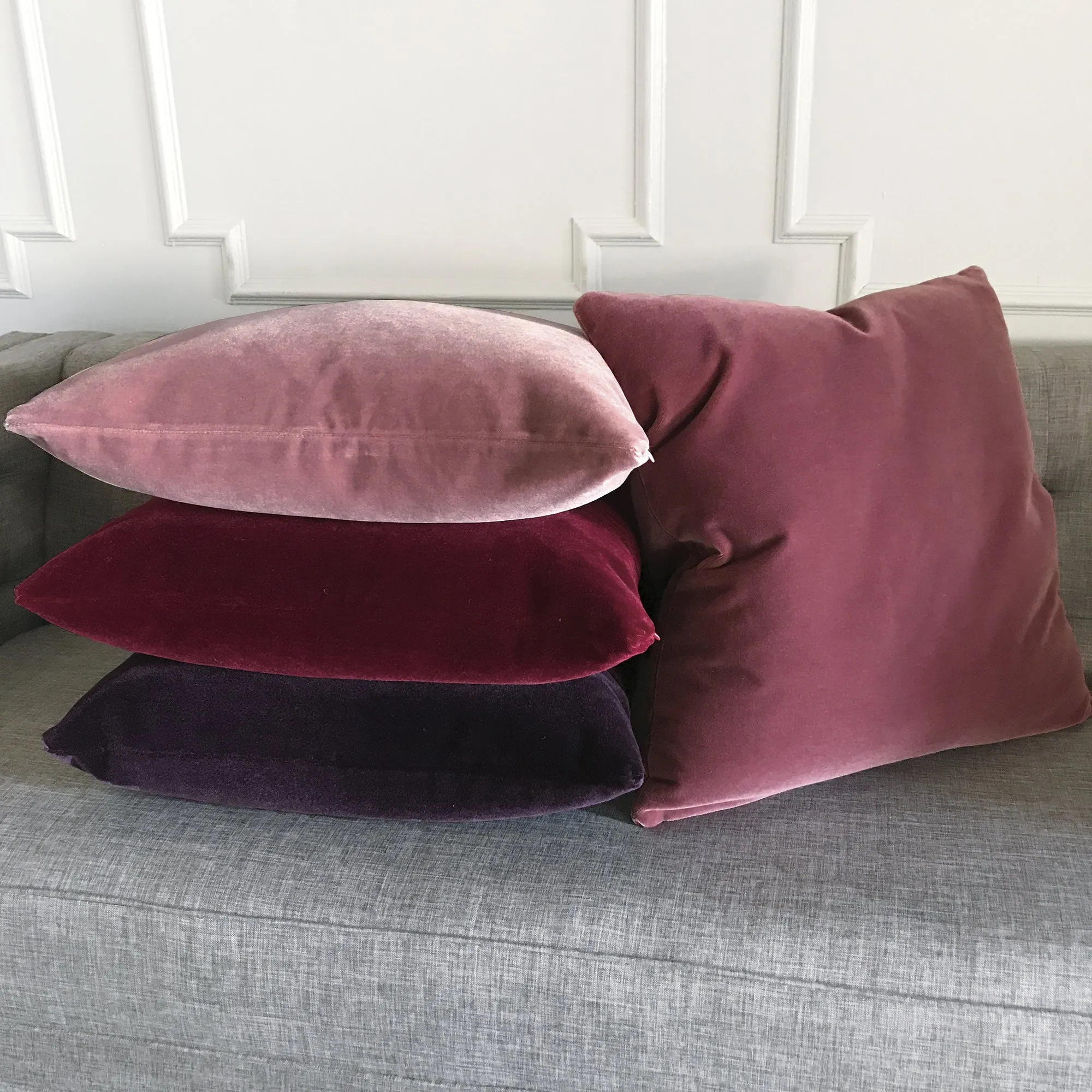 Luxury Mohair Euro Sham in Crushed Berry 27x27