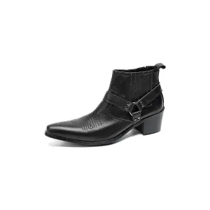 Luxury Serpent Black Leather Party Ankle Boots