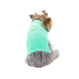 Luxury Sparkle Beverly Hills Dog Sweater Seafoam