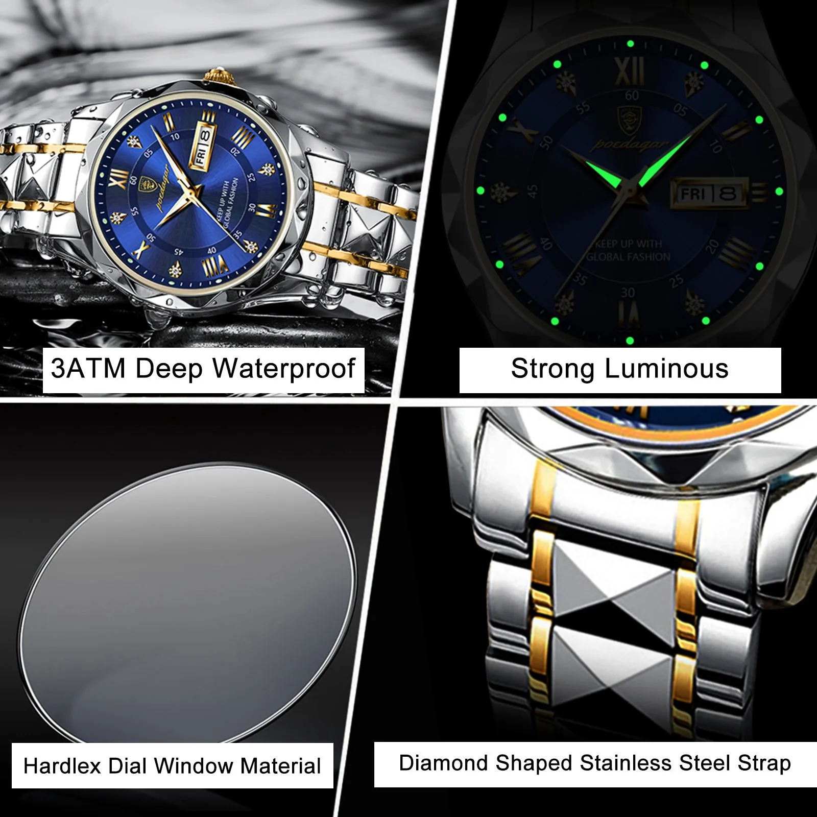 Luxury Stainless Steel Quartz Mens Watch Perfect Gift Choice