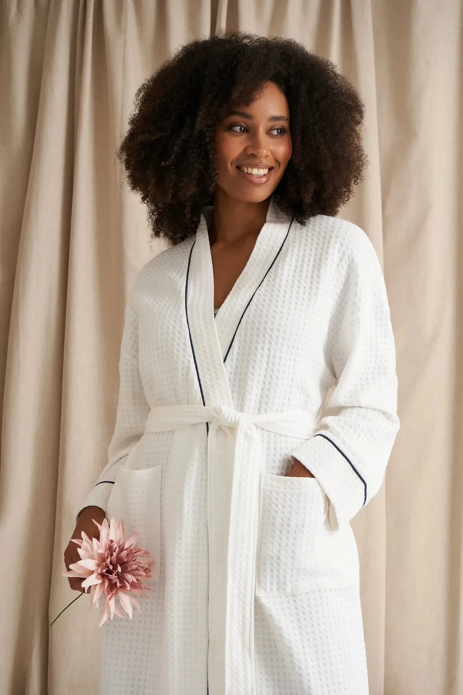 Luxury Suite Waffle Robe in White