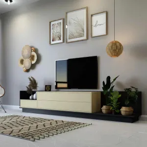 Luxury TV Table in Beige and Black