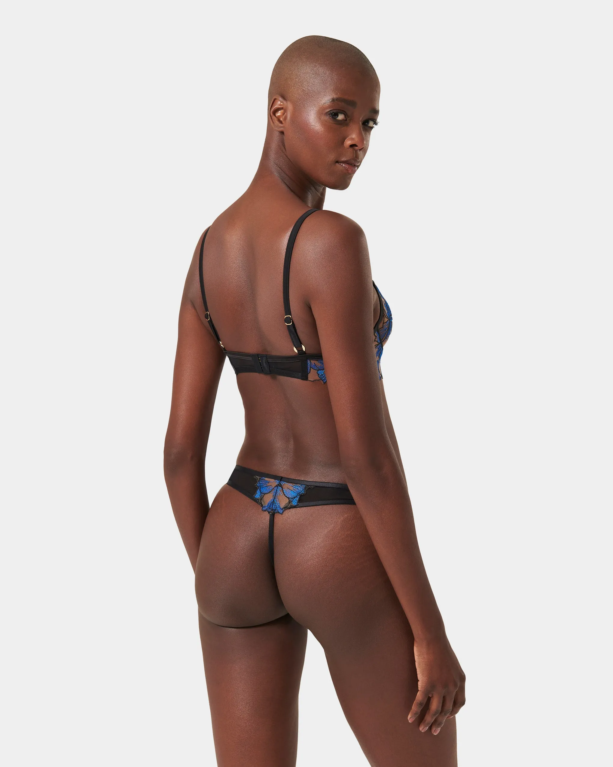 Lyandra Thong Egyptian Blue/Black/Sheer