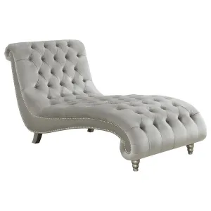 Lydia - Velvet Upholstered Tufted Chaise - Gray