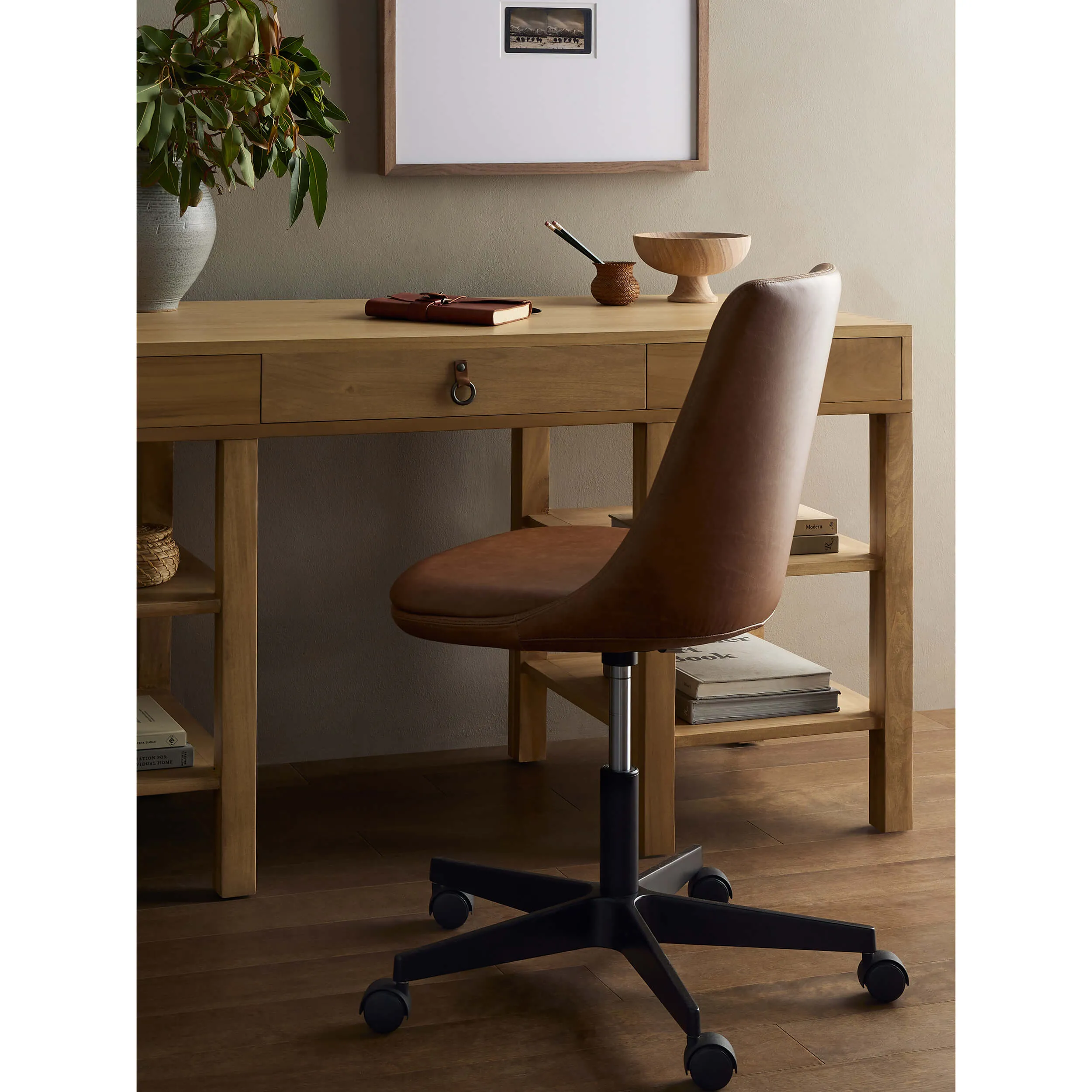 Lyka Leather Desk Chair, Sonoma Chestnut