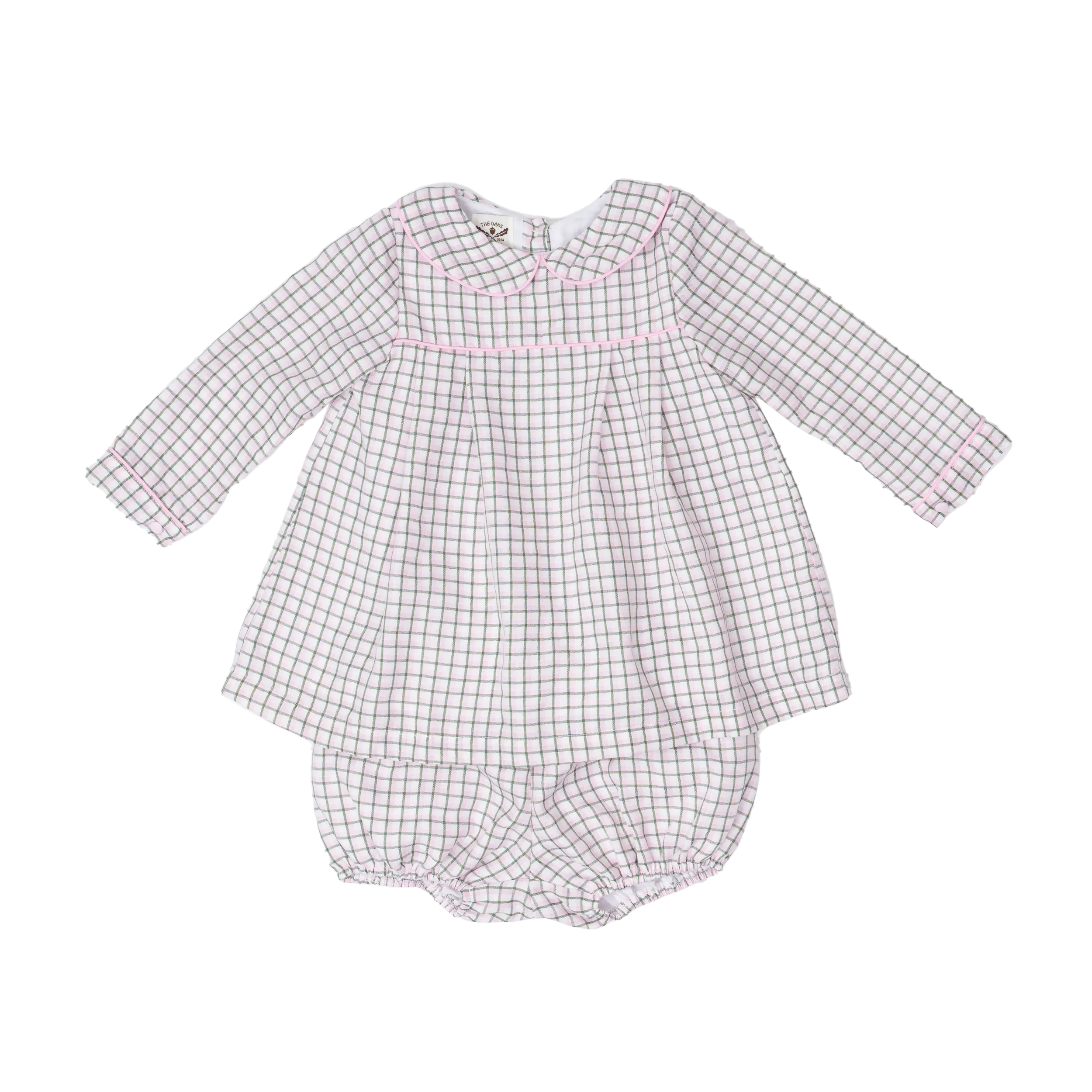 Lyla Pink and Green Windowpane Bloomer Set