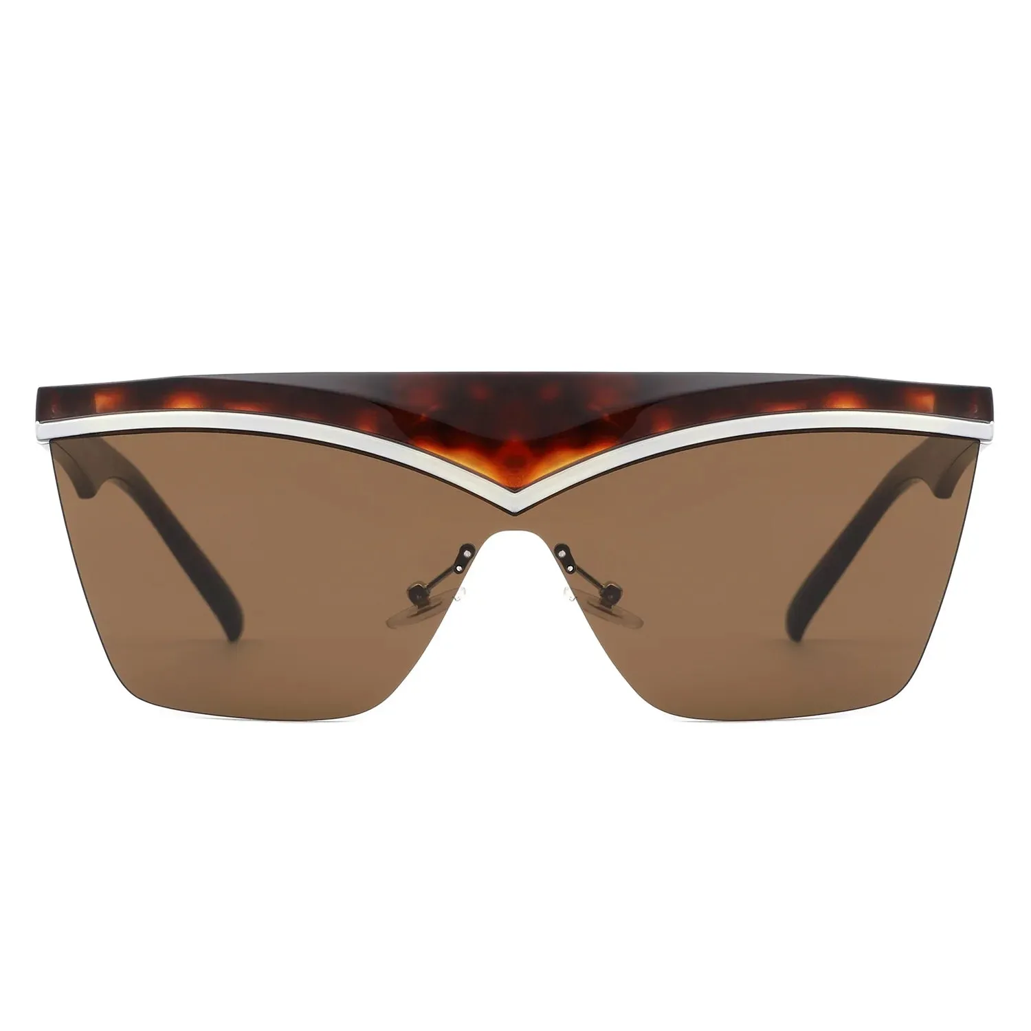 Lythia - Semi-Rimless Fashion Flat Top Sunglasses