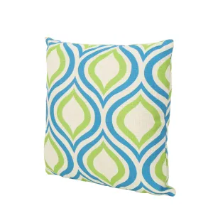 Mabel Outdoor Ikat Water Resistant 18-inch Square Pillow, Blue / Green Ikat