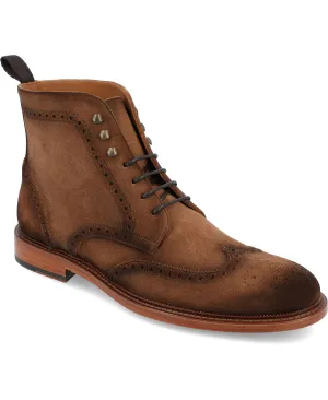 Mack Men's Handmade Polished Suede Brogue Taft Lace-up Dress Boot