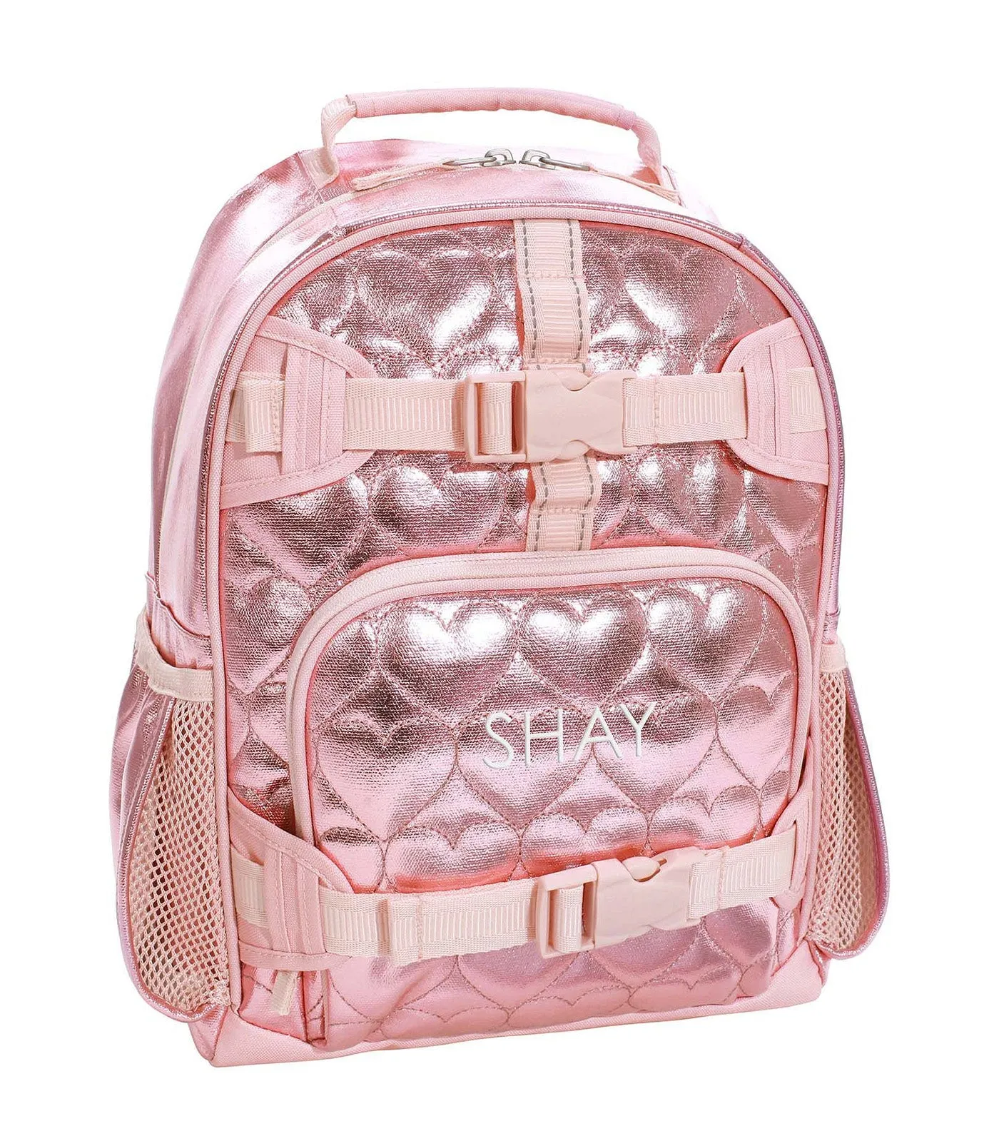 Mackenzie Pink Metallic Hearts Backpacks Pink - Small