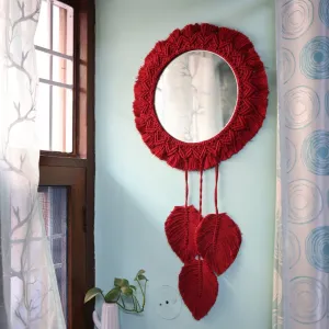 Macrame Red Dream Catcher Mirror