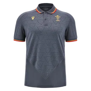 Macron Wales WRU 2024/25 Six Nations Adults Travel Rugby Poly Polo