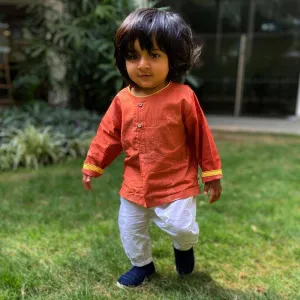 Madder Organic Cotton Kurta with White Pants