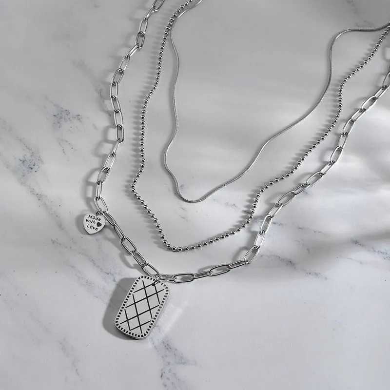 Made with Love S/Steel silver necklace set