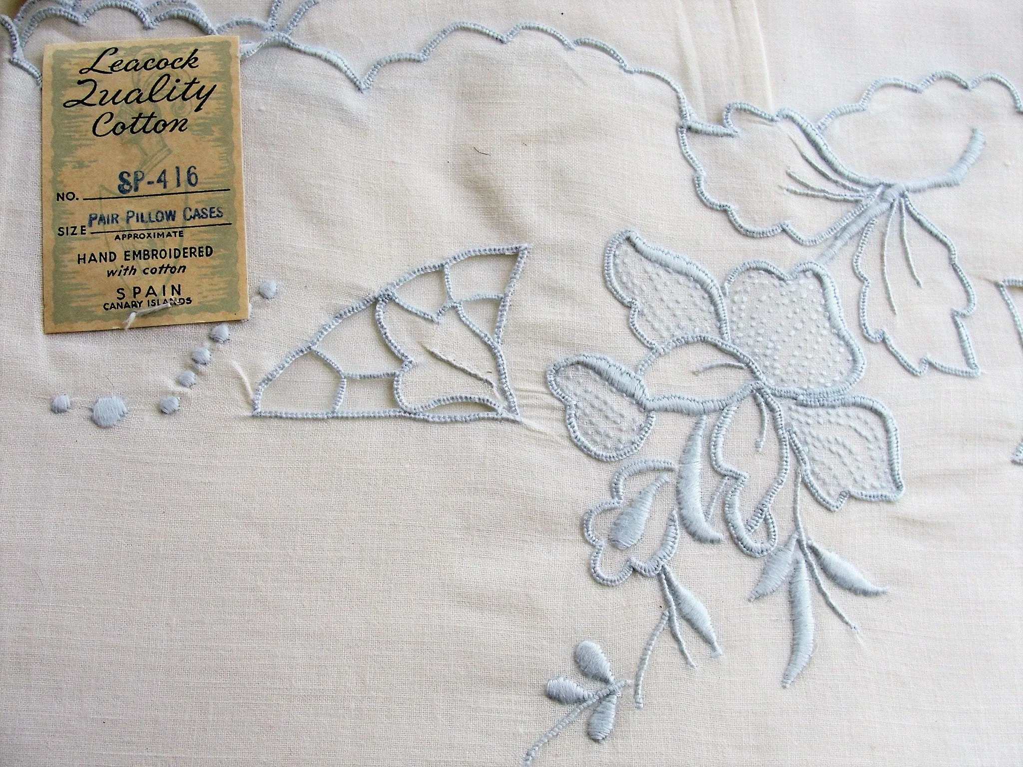 MADEIRA Leacock Vintage Cutwork Fancy Cotton PILLOWCASES Seed Embroidery,Boxed Never Used,French Cottage,Bridal Gifts,Collectible Linens