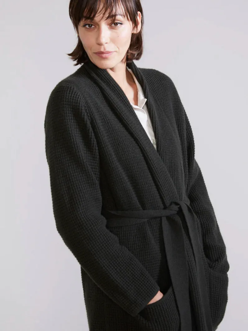 Madeleine Waffle Robe - Liquorice