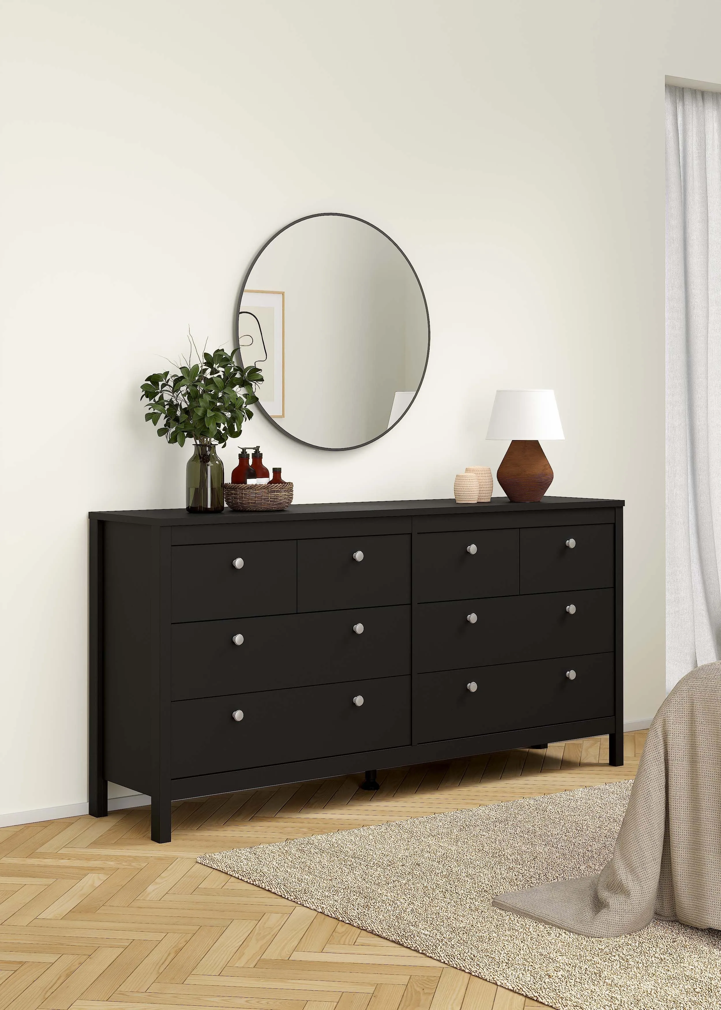 Madrid Double Dresser 4 4 Drawers - Black