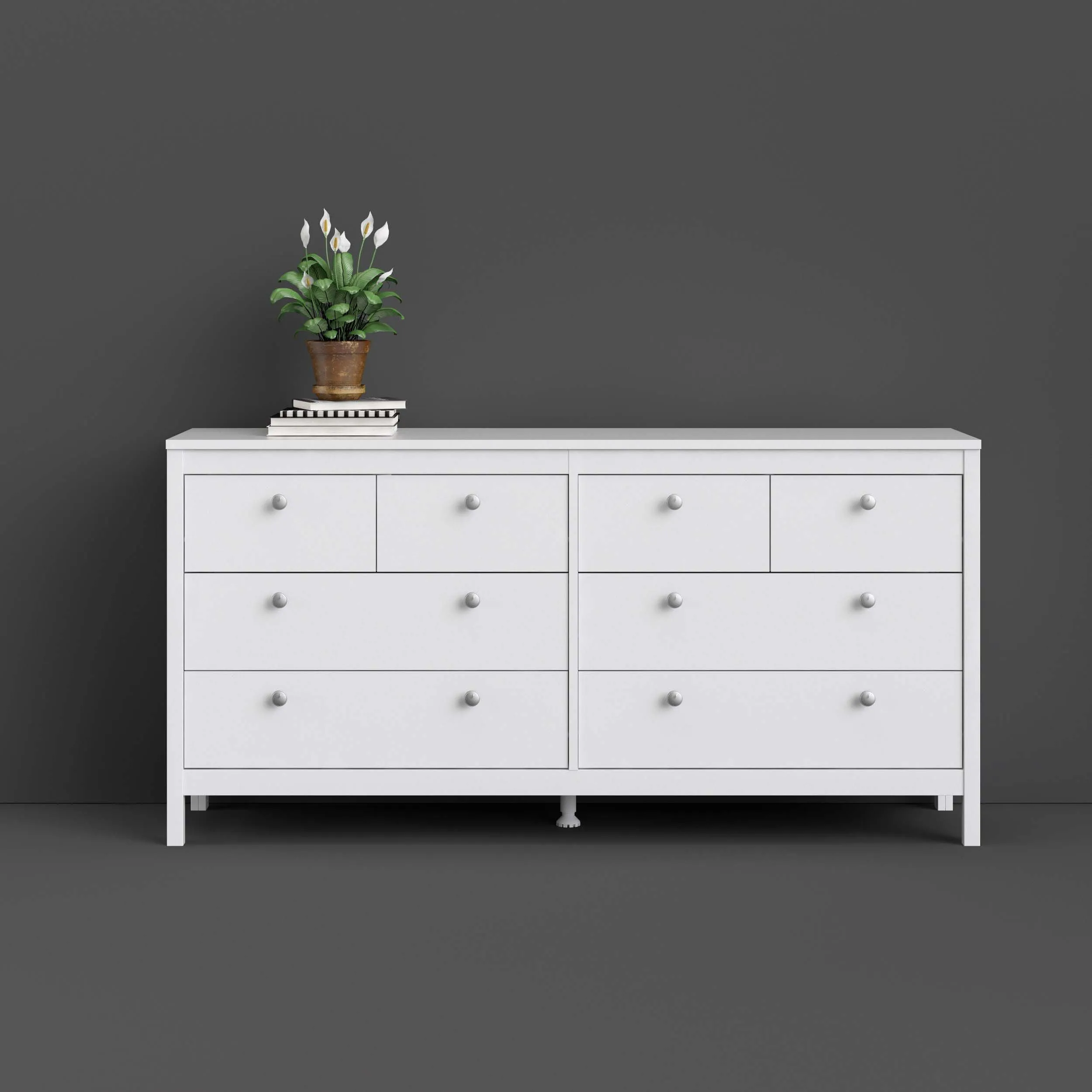 Madrid Double Dresser 4 4 Drawers - White