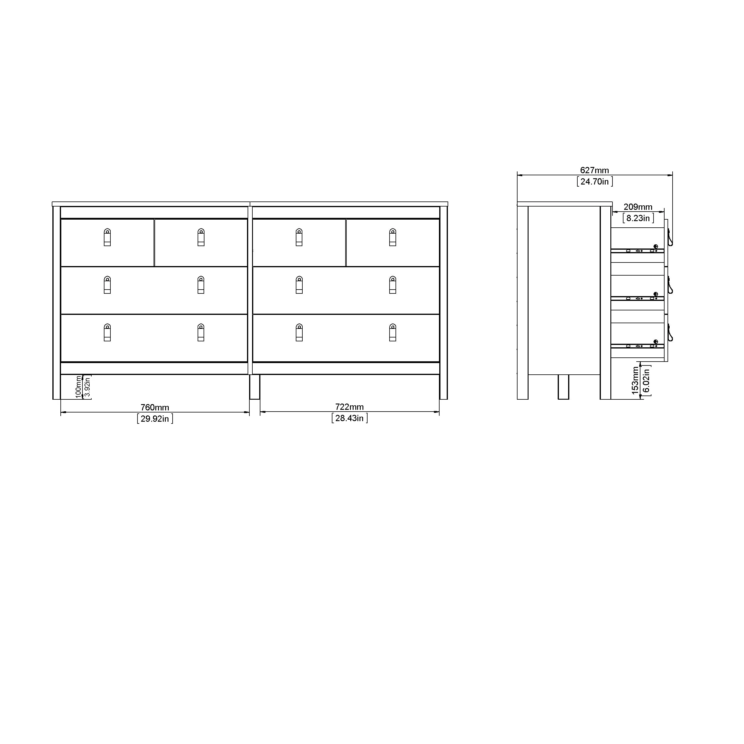 Madrid Double Dresser 4 4 Drawers - White