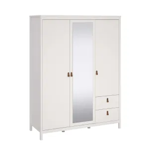 Madrid Wardrobe with 2 plain doors 1 mirror door and 2 drawers - White