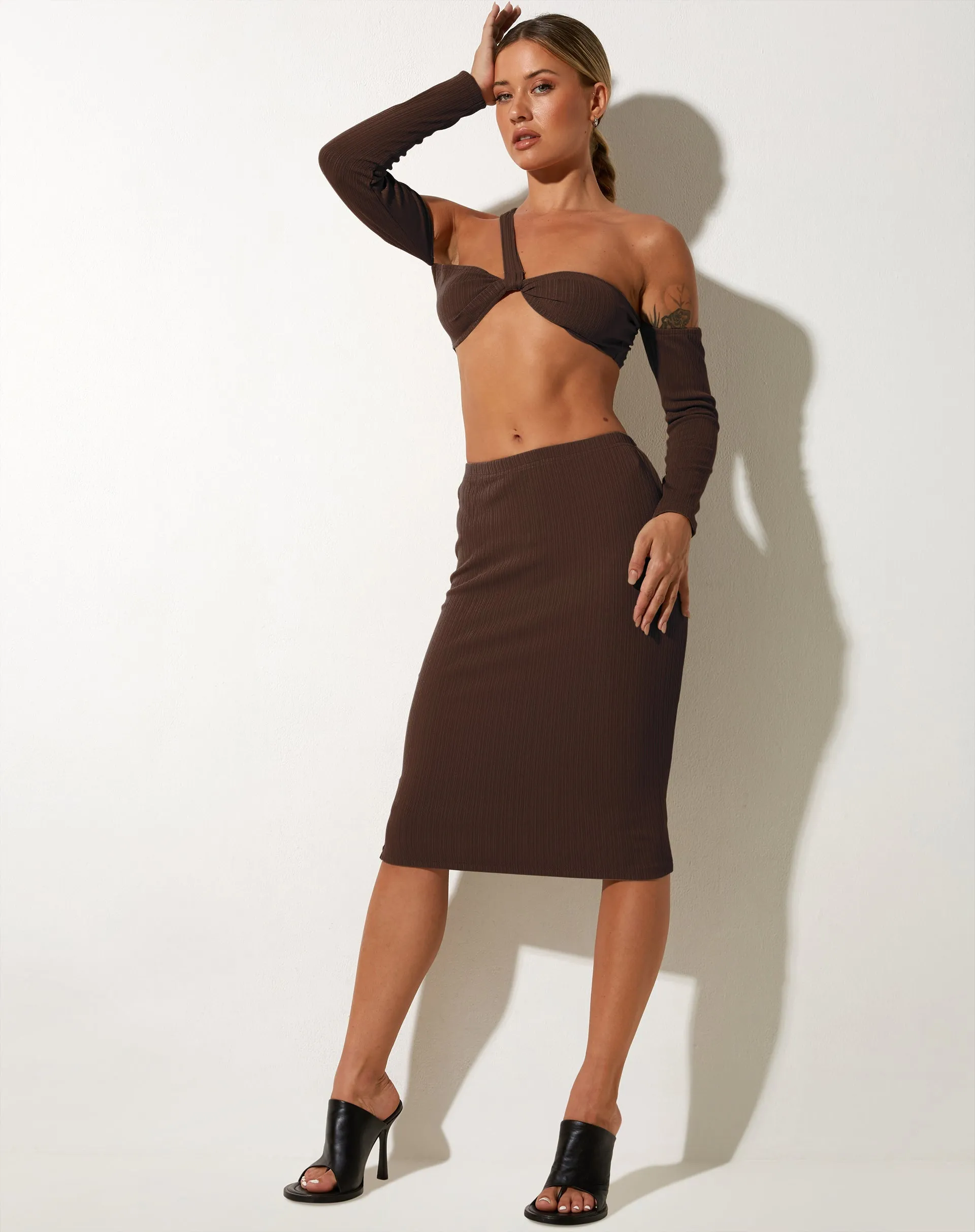 Magata Midi Skirt in Bitter Chocolate