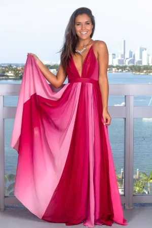 Magenta Ombre Maxi Dress