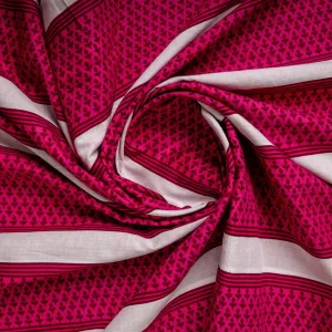 Magenta Pink & White Stripes Cotton Fabric