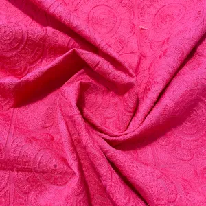 Magenta Pink Embroidery Cotton Fabric