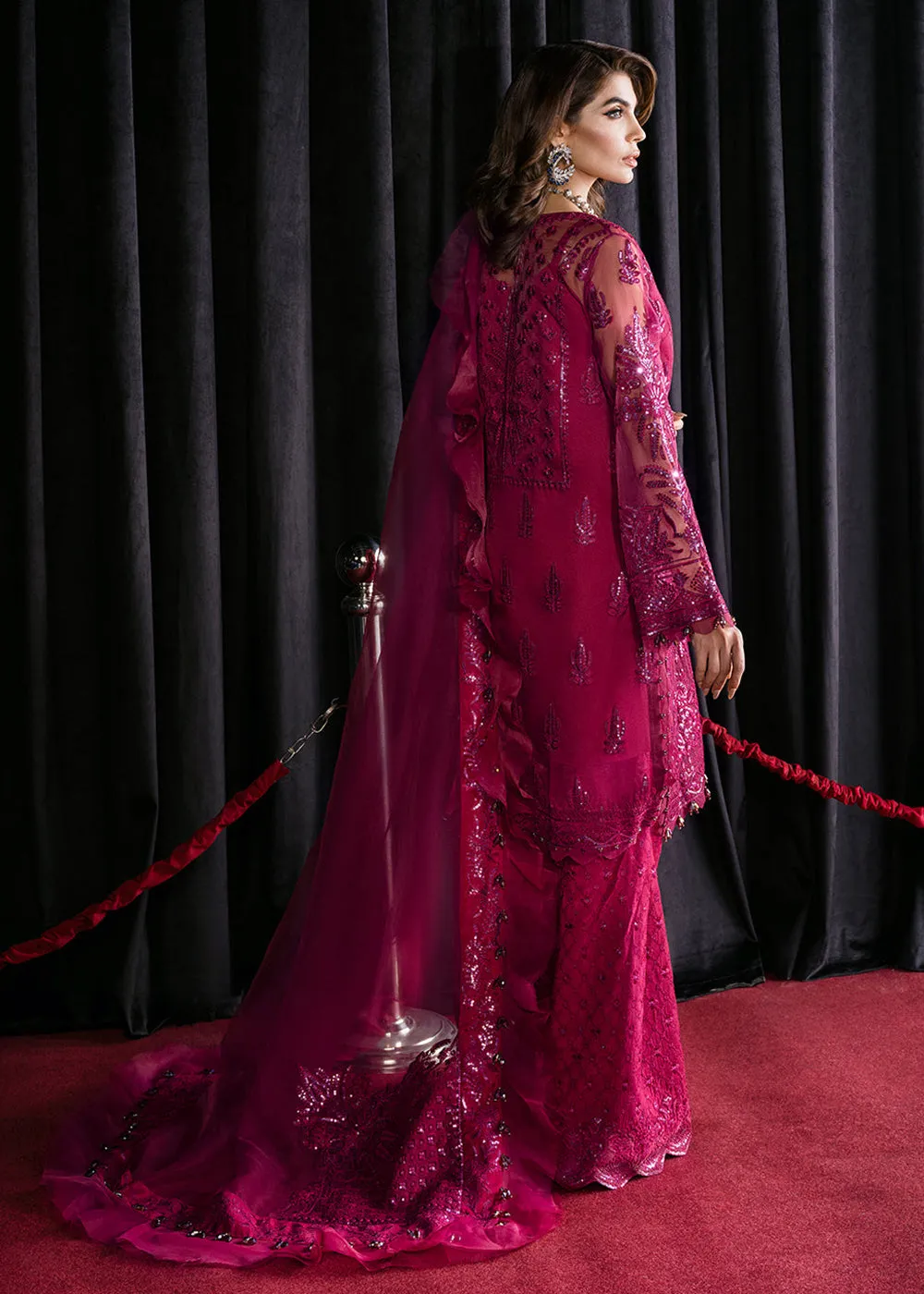 Magenta Pink Suit - Afrozeh Luxury Starlet Collection '23 - Periwinkle