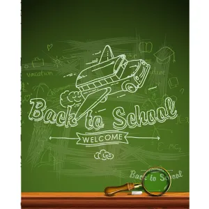 Magic School Bus Chalkboard Printed Backdrop