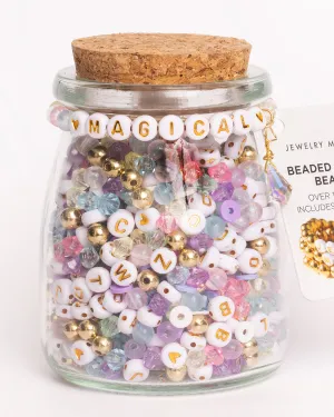 MAGICAL Metallic Gold Round Letter & Crystal DIY Bead Jar