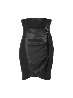 Magma High Waisted Leather Mini Skirt