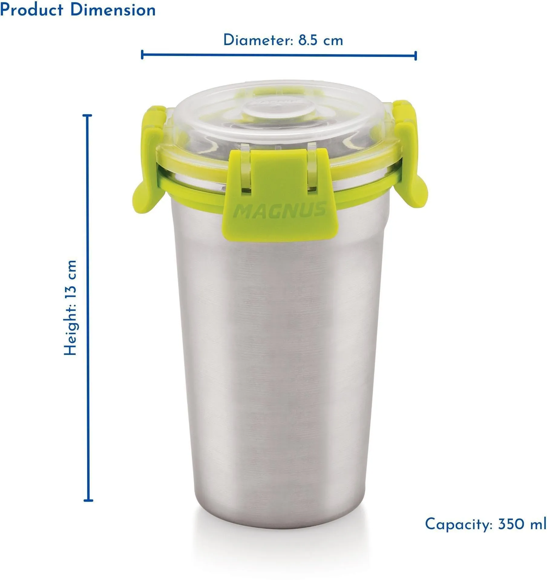 Magnus Stainless Steel Matte Klip Lock Tumbler with Lid and Straw - 350ml | Leak-Proof & Airtight Tumbler - Ideal for Travel, Office, Kids | Perfect for Juice, Buttermilk | Pack of 4