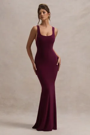 Mahina | Burgundy Square-Neck Maxi Dress