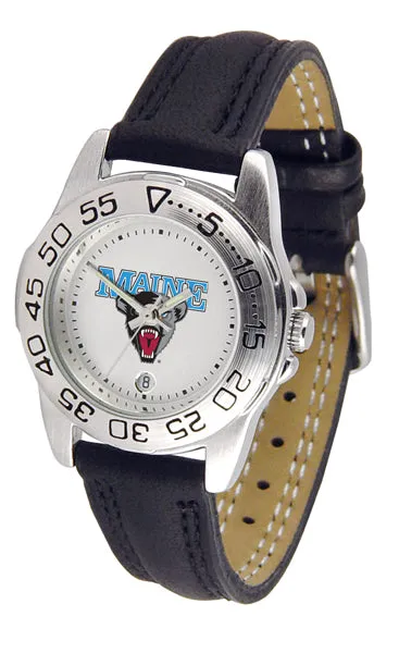 Maine Black Bears Sport Leather Ladies Watch