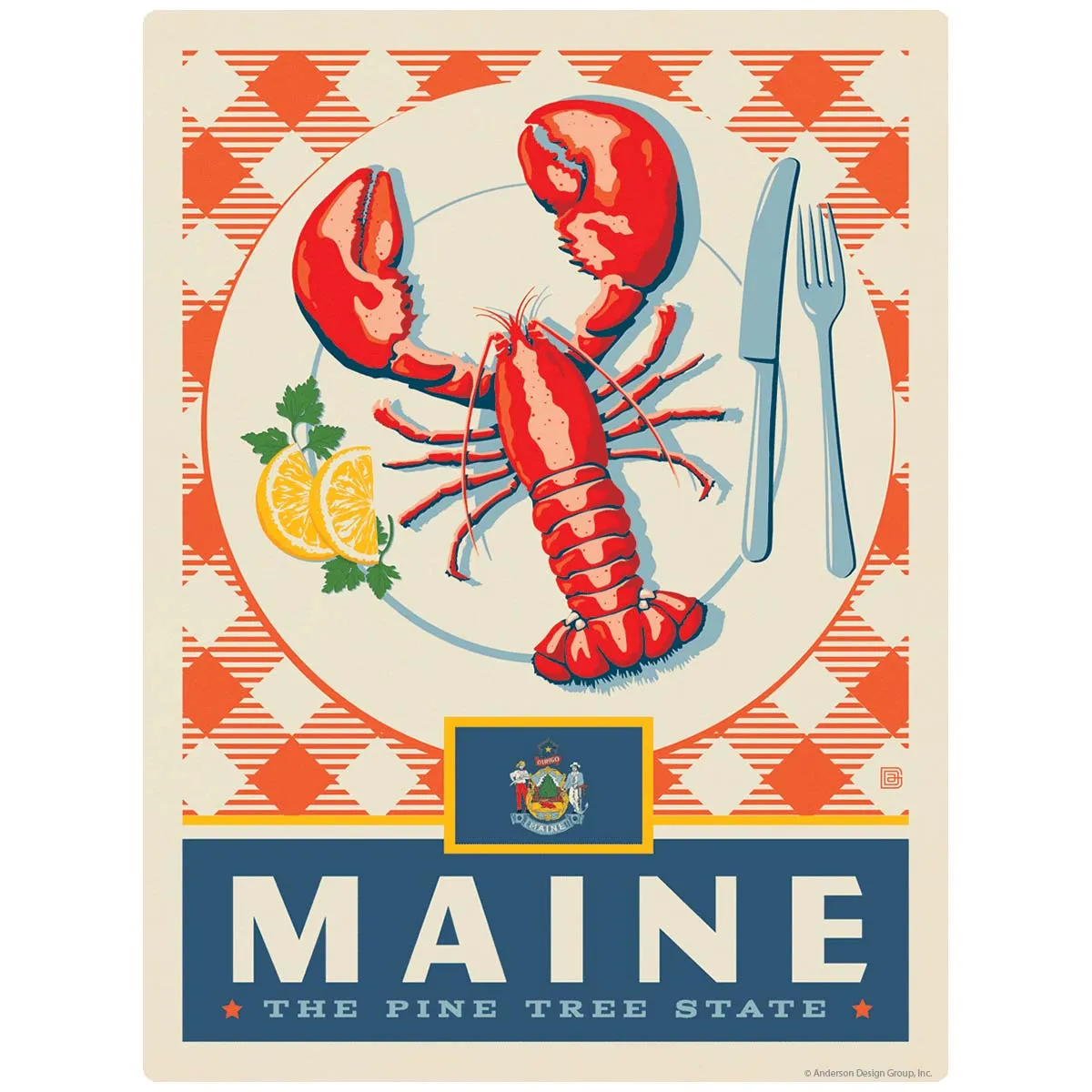 Maine Pine Tree State Lobster Vinyl Sticker