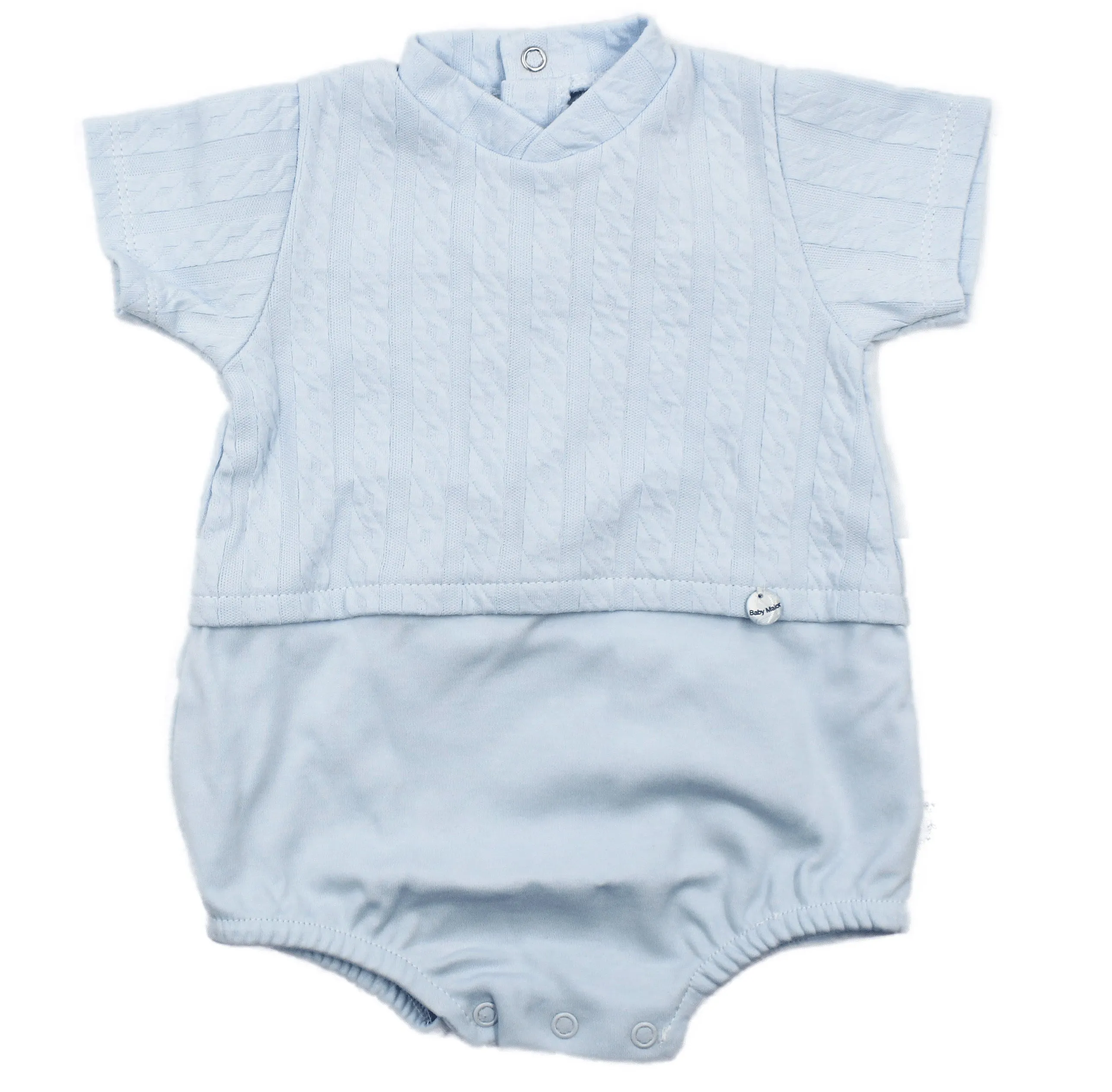 Maiorista 100% Cotton Blue Short Sleeve Romper Onesie