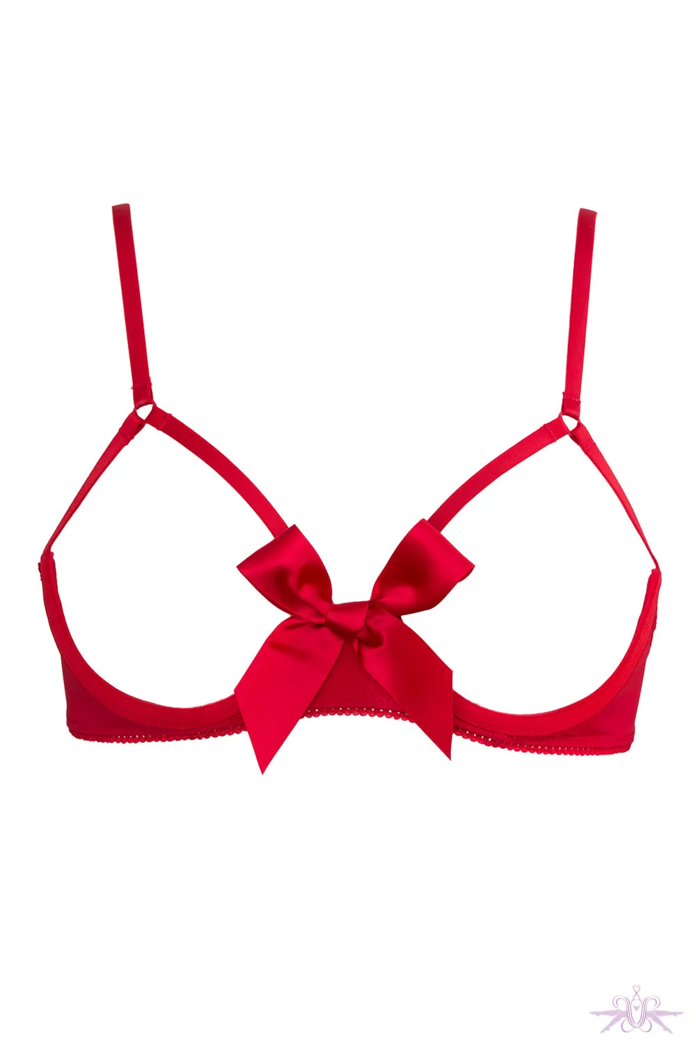 Maison Close Le Petit Secret Red Cupless Bra with Bow